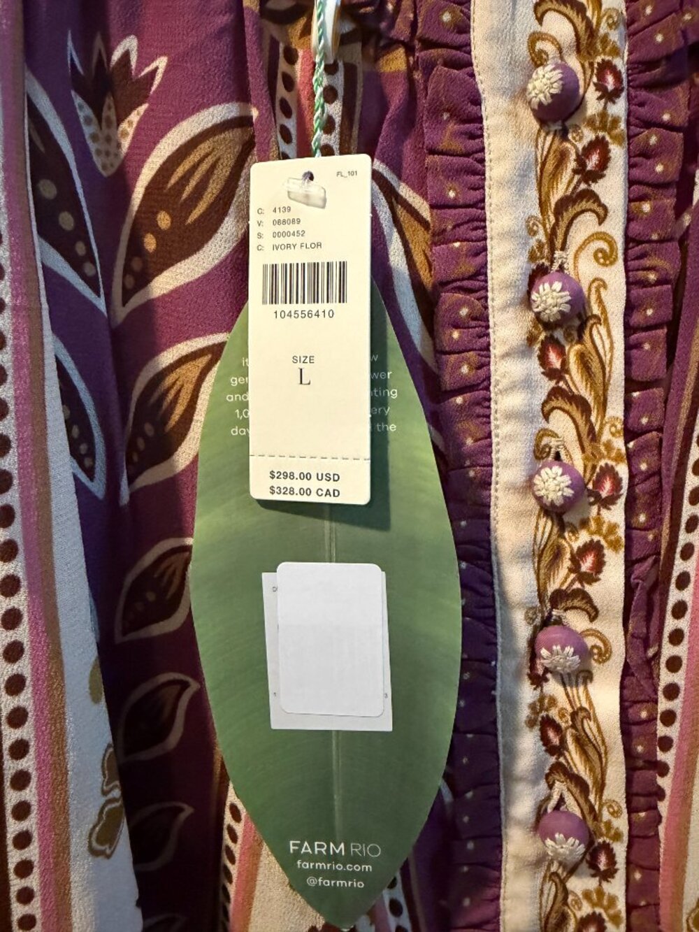 FARM Rio Ivory Floral Paisley Boho Dress NWT - Picture 3 of 4